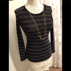Metallic Gold and Navy Striped Top*3/$20 item